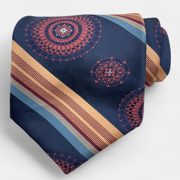 JC Penny Tie Vintage 1970's Wide Polyester Disco Loud Mod Striped Geometric - Picture 1 of 5